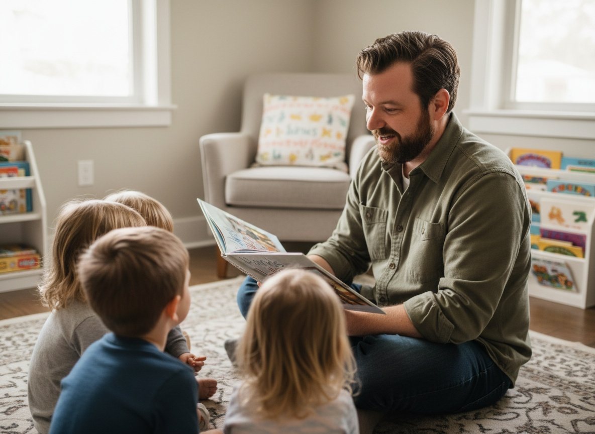Ron Smith reading Hands Like Daddy's to children