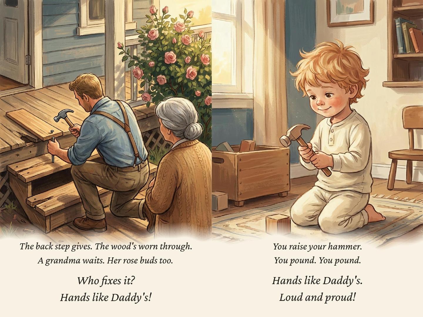 Sample spread — a plumber at work, hands fixing a pipe
