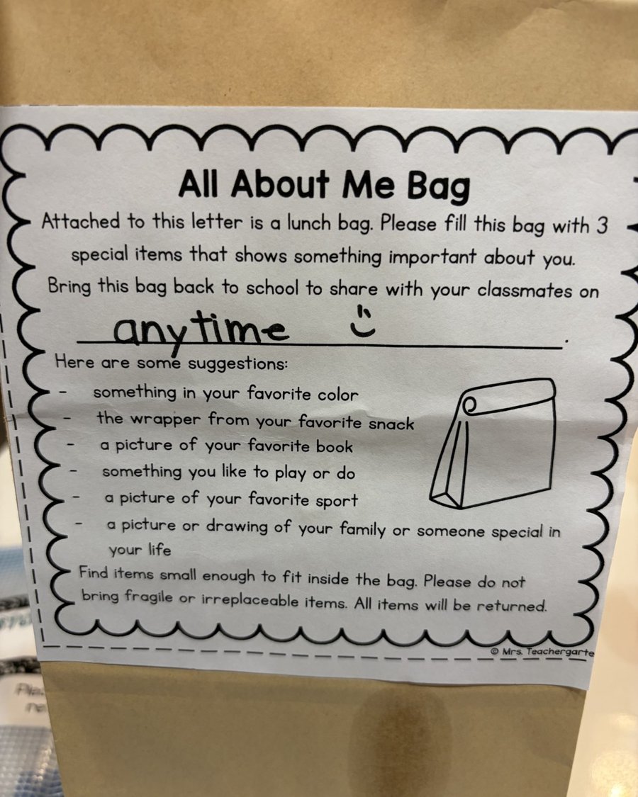 The All About Me school letter
