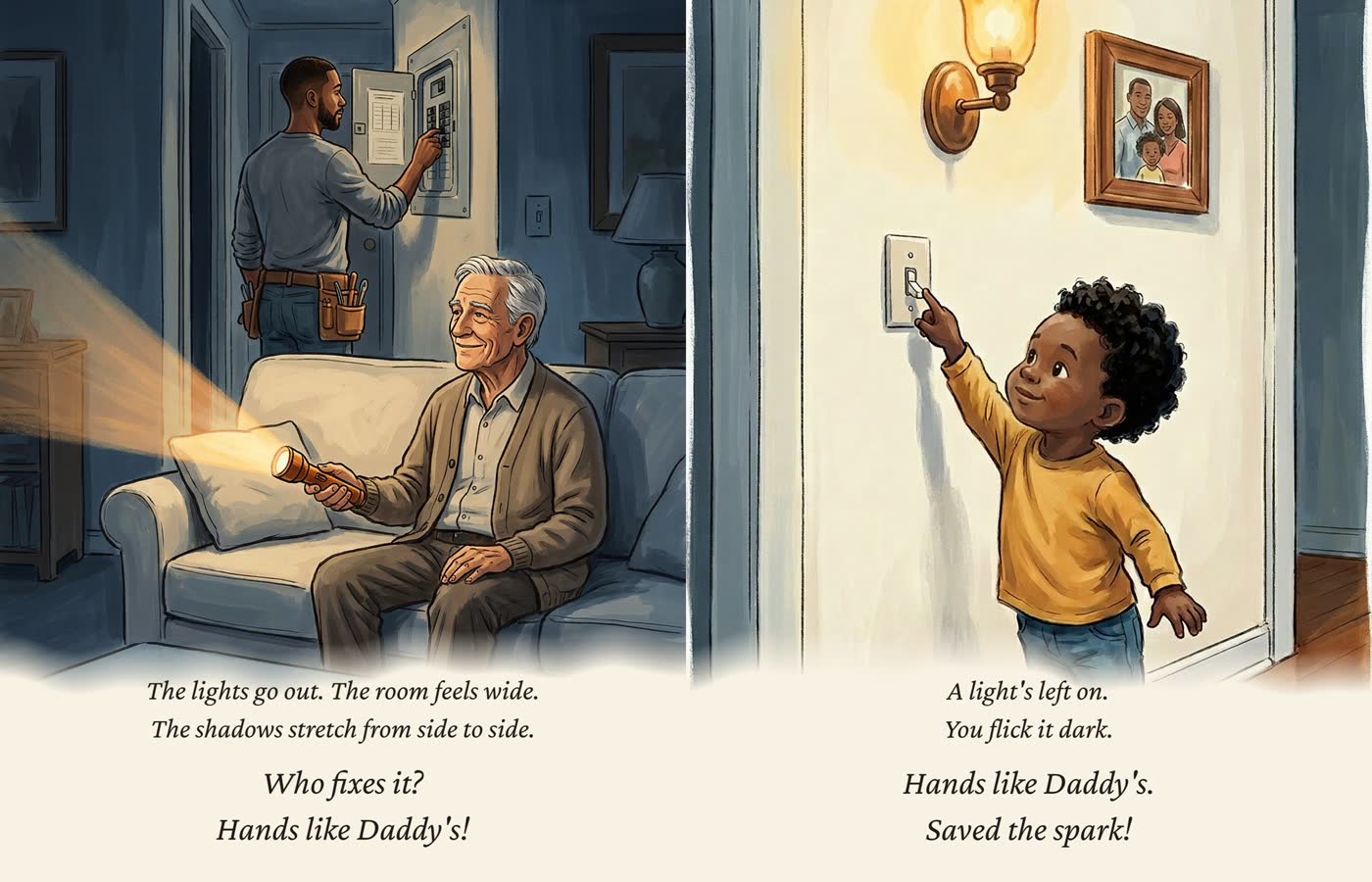 The electrician spread from Hands Like Daddy's