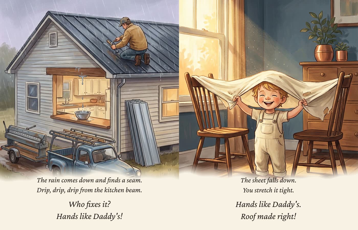 The roofer spread from Hands Like Daddy's